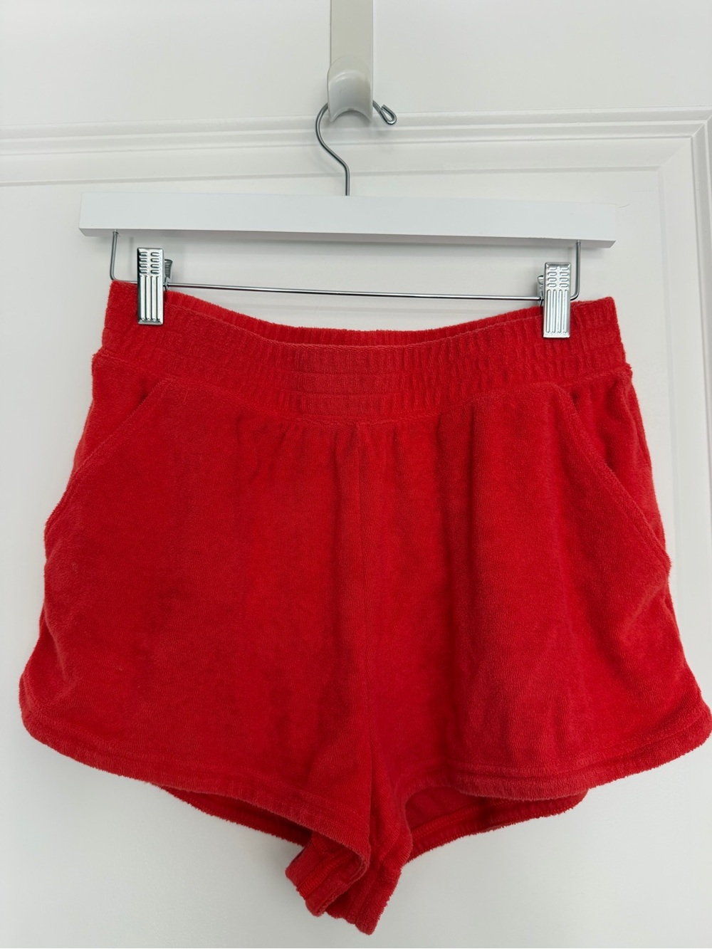 aerie Red Terry Cloth Swim Coverup Shorts and Tee Set